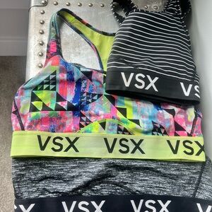 VSX Multicolor Sports Bras and Black Striped Top